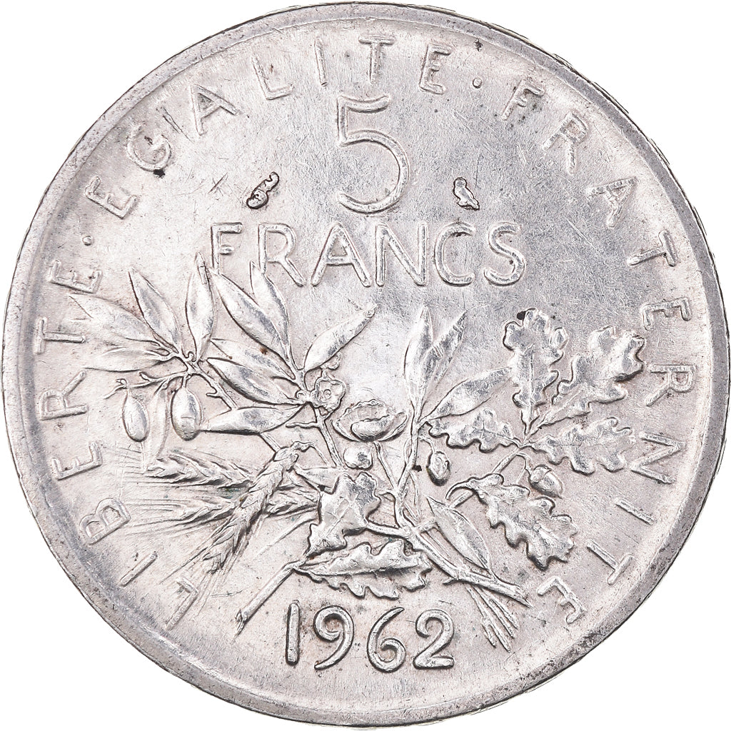 Munten, Frankrijk, Semeuse, 5 Francs, 1962, Paris, PR+, Zilver, KM:926