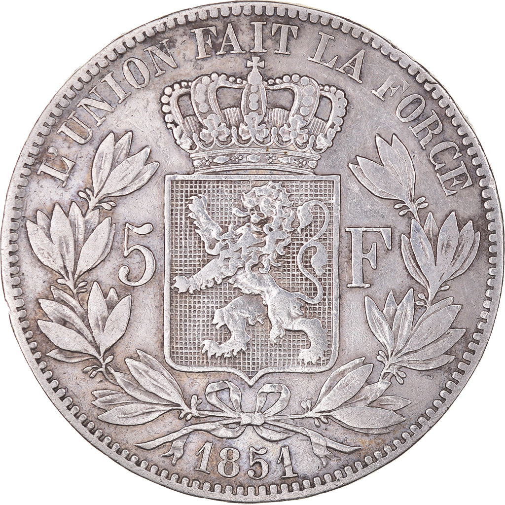 Monnaie, Belgique, Leopold I, 5 Francs, 5 Frank, 1851, Bruxelles, TB+, Argent
