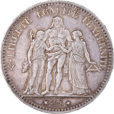 Moeda, França, Hercule, 5 Francs, 1876, Paris, EF(40-45), Prata, KM:820.1