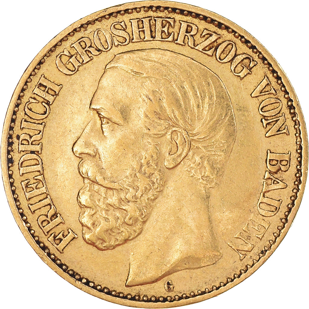 Monnaie, Etats allemands, BADEN, Friedrich I, 10 Mark, 1896, Stuttgart, TTB+