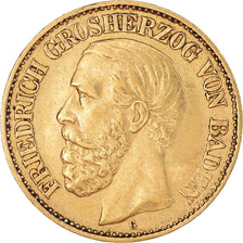 Monnaie, Etats allemands, BADEN, Friedrich I, 10 Mark, 1896, Stuttgart, TTB+