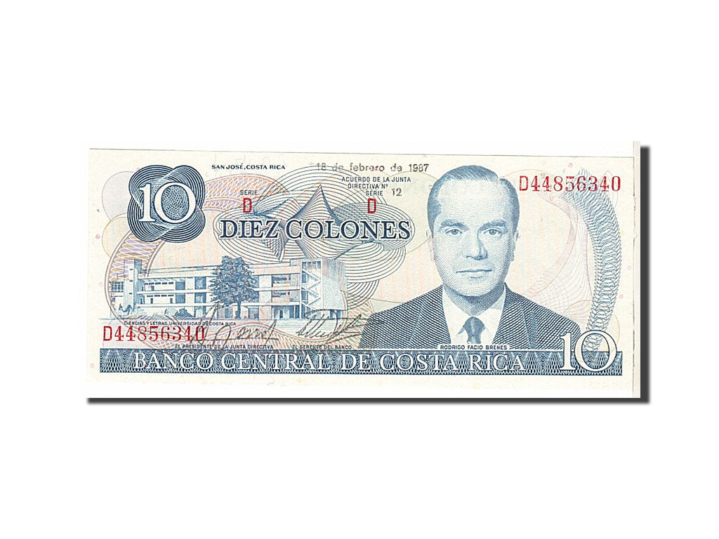 Billet, Costa Rica, 10 Colones, 1987, KM:237b, NEUF