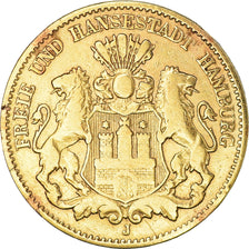 Monnaie, Etats allemands, HAMBURG, 10 Mark, 1875, Hambourg, TB+, Or, KM:600