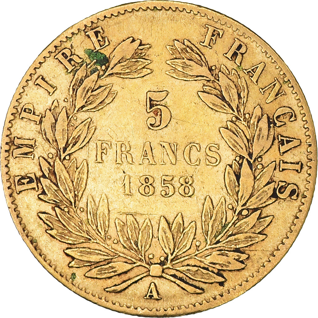 Coin, France, Napoleon III, 5 Francs, 1858, Paris, VF(30-35), Gold, KM:787.1