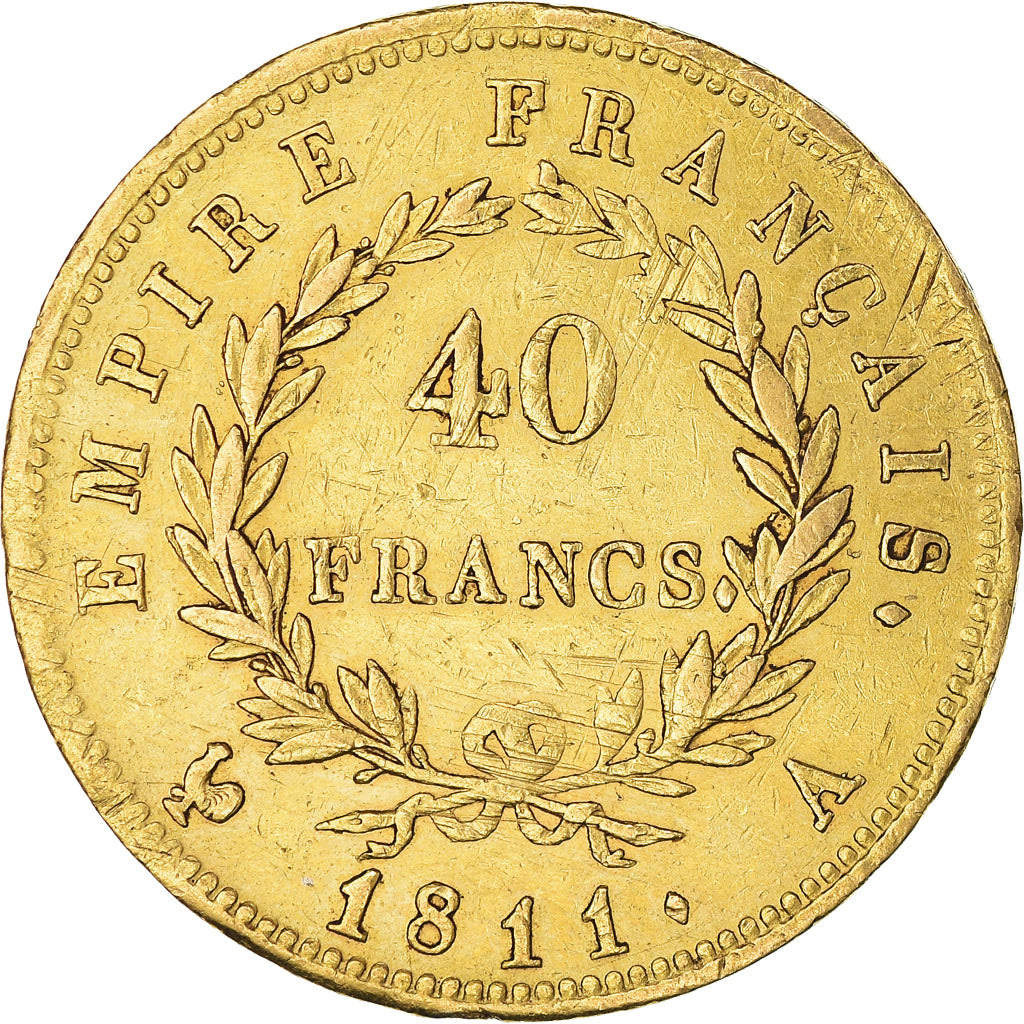 Munten, Frankrijk, Napoléon I, 40 Francs, 1811, Paris, ZF, Goud, KM:696.1