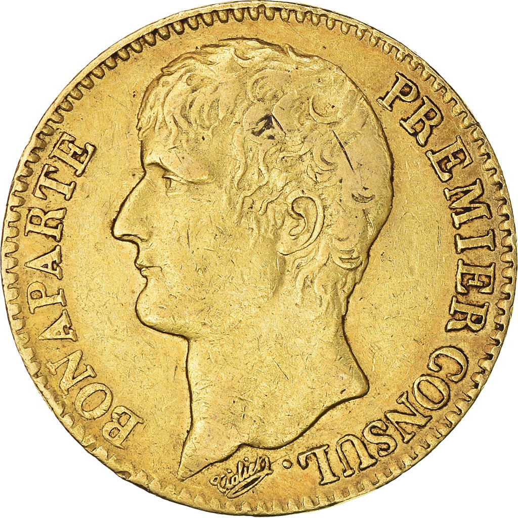 Moeda, França, Napoleon I, 40 Francs, An 12, Paris, VF(30-35), Dourado