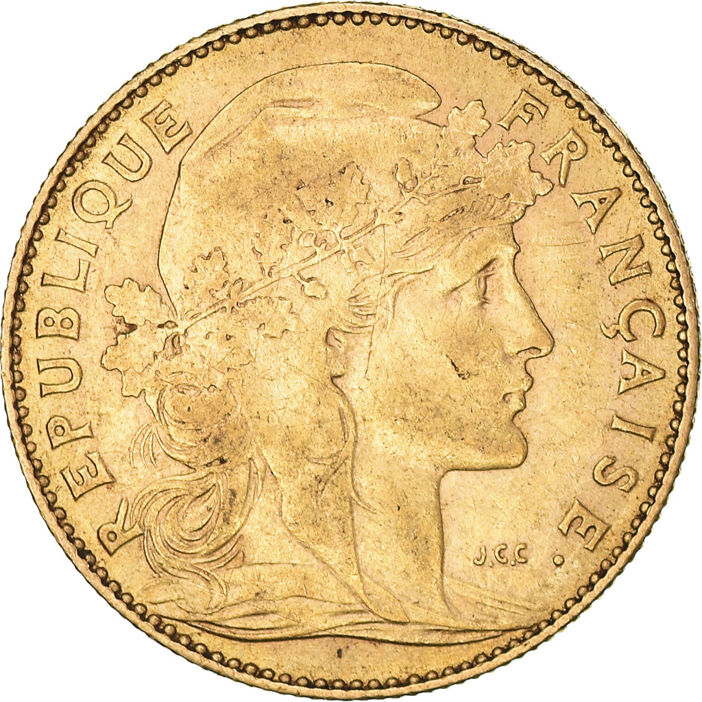 Moeda, França, Marianne, 10 Francs, 1900, Paris, EF(40-45), Dourado, KM:846