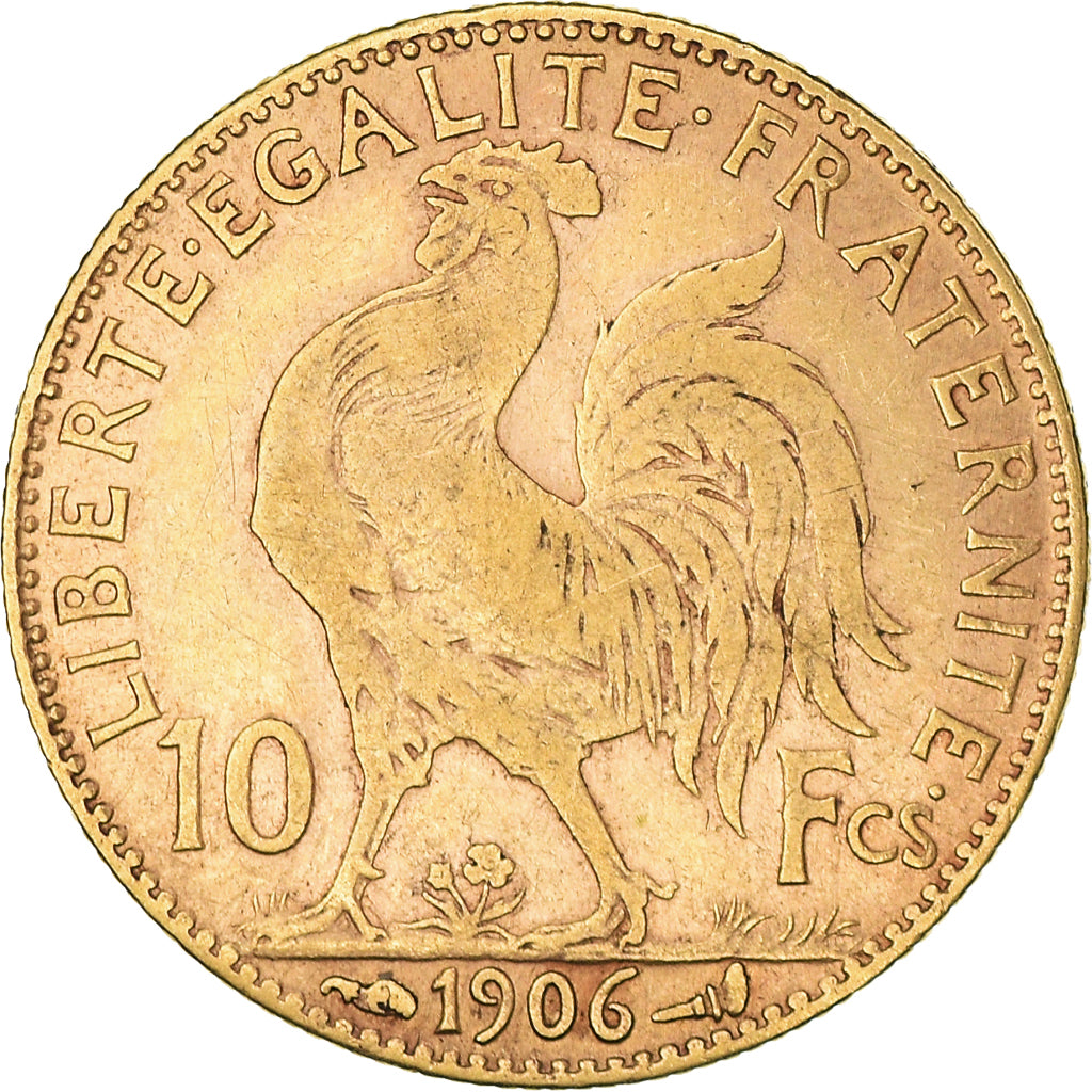 Moneda, Francia, Marianne, 10 Francs, 1906, Paris, BC+, Oro, KM:846