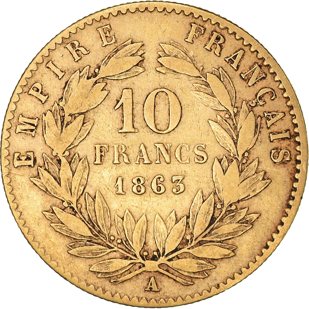 Coin, France, Napoleon III, 10 Francs, 1863, Paris, VF(30-35), Gold, KM:800.1