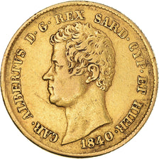 Moneda, Estados italianos, SARDINIA, Carlo Alberto, 20 Lire, 1840, Genoa, BC+