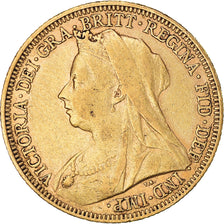 Moneta, Australia, Victoria, Sovereign, 1895, Souverain, BB, Oro, KM:13