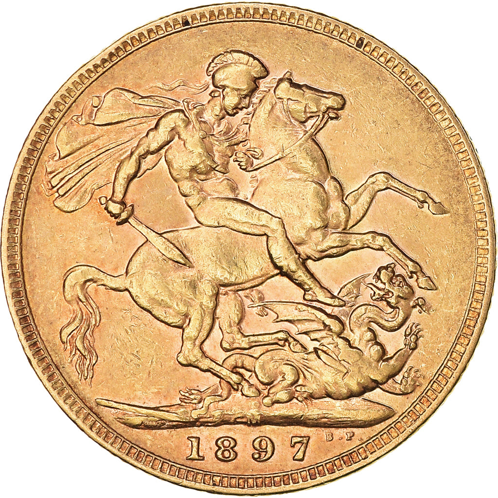 Moneda, Australia, Victoria, Sovereign, 1897, Melbourne, MBC+, Oro, KM:13