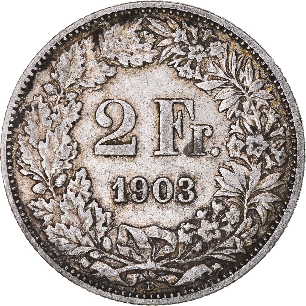 Moneta, Svizzera, 2 Francs, 1903, Bern, MB+, Argento, KM:21