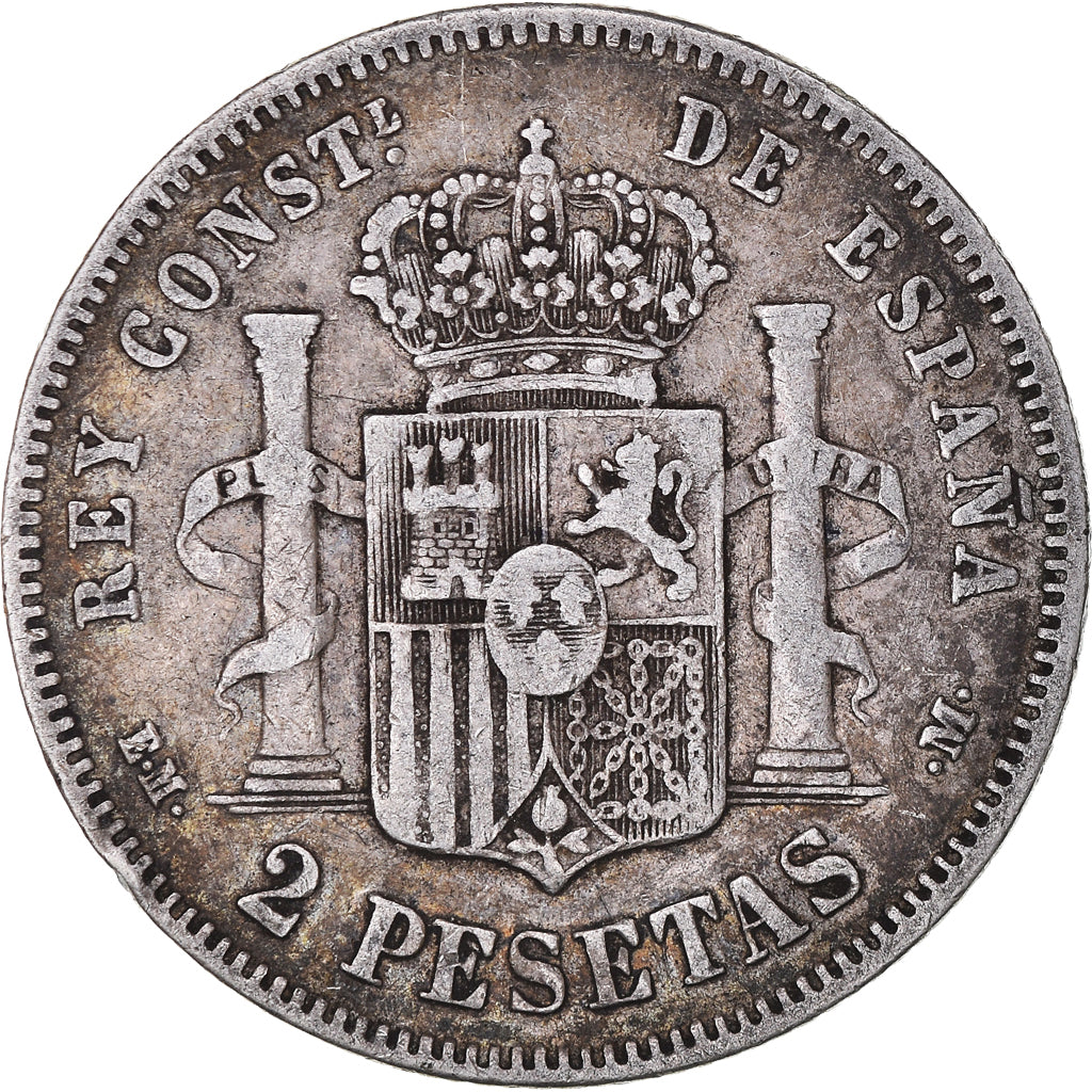 Moneda, España, Alfonso XII, 2 Pesetas, 1879, Madrid, BC+, Plata, KM:678.1