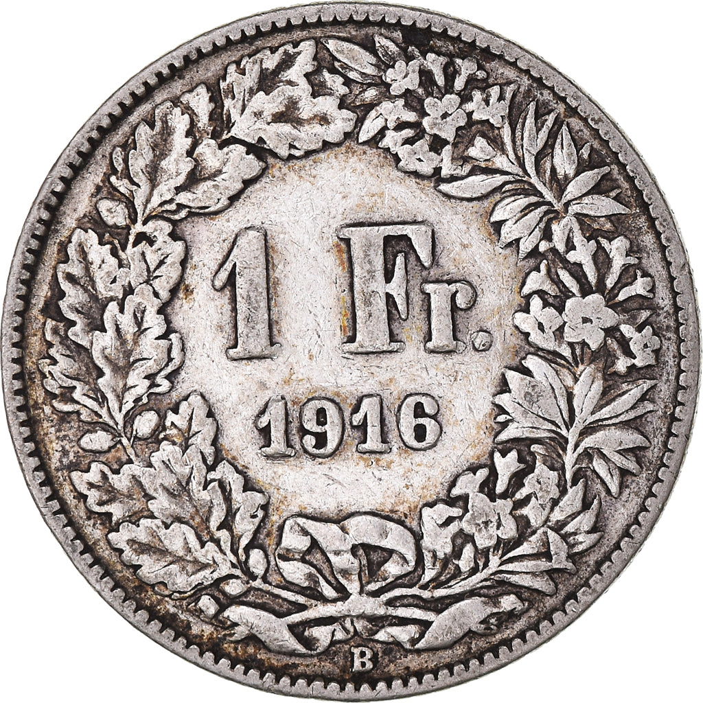 Moneta, Svizzera, Franc, 1916, Bern, MB+, Argento, KM:24