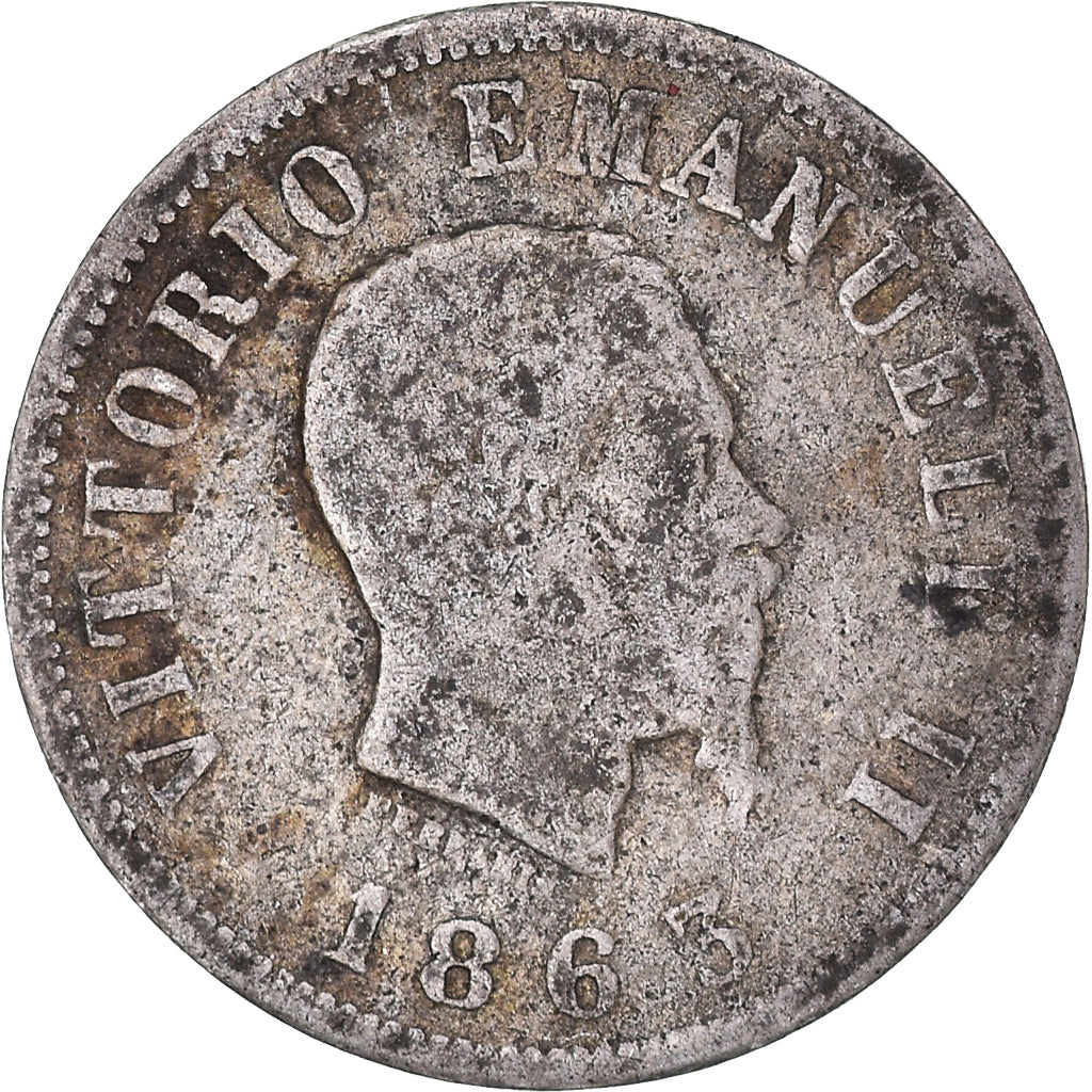 Moeda, Itália, Vittorio Emanuele II, 50 Centesimi, 1863, Milan, VG(8-10)