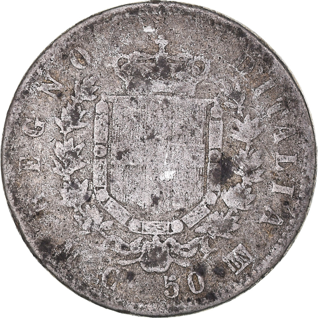 Moeda, Itália, Vittorio Emanuele II, 50 Centesimi, 1863, Milan, VG(8-10)