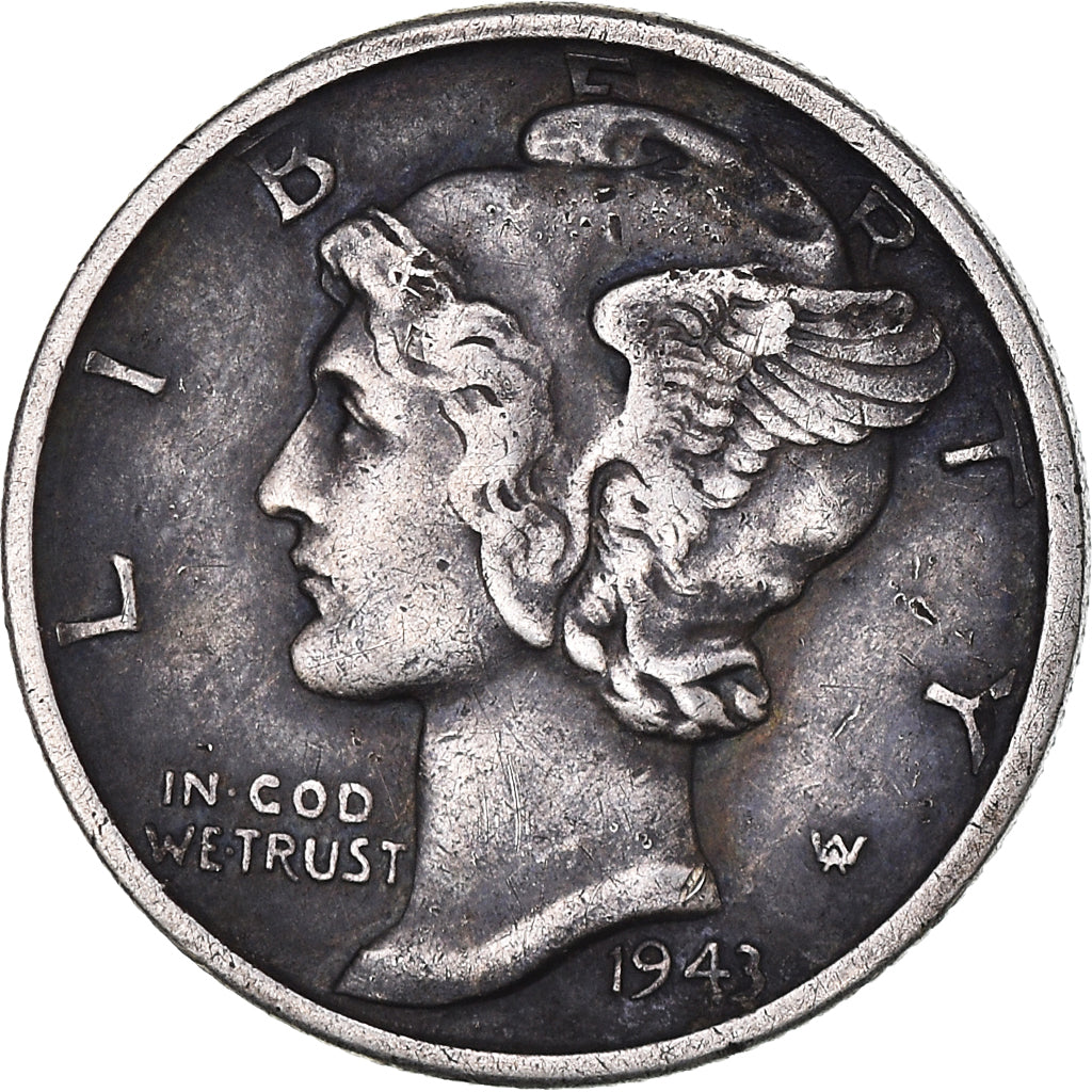 Moneta, Stati Uniti, Mercury Dime, Dime, 1943, U.S. Mint, Philadelphia, BB