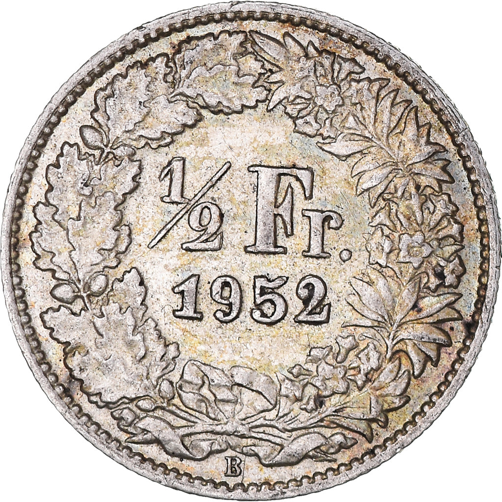Munten, Zwitserland, 1/2 Franc, 1952, Bern, PR, Zilver, KM:23