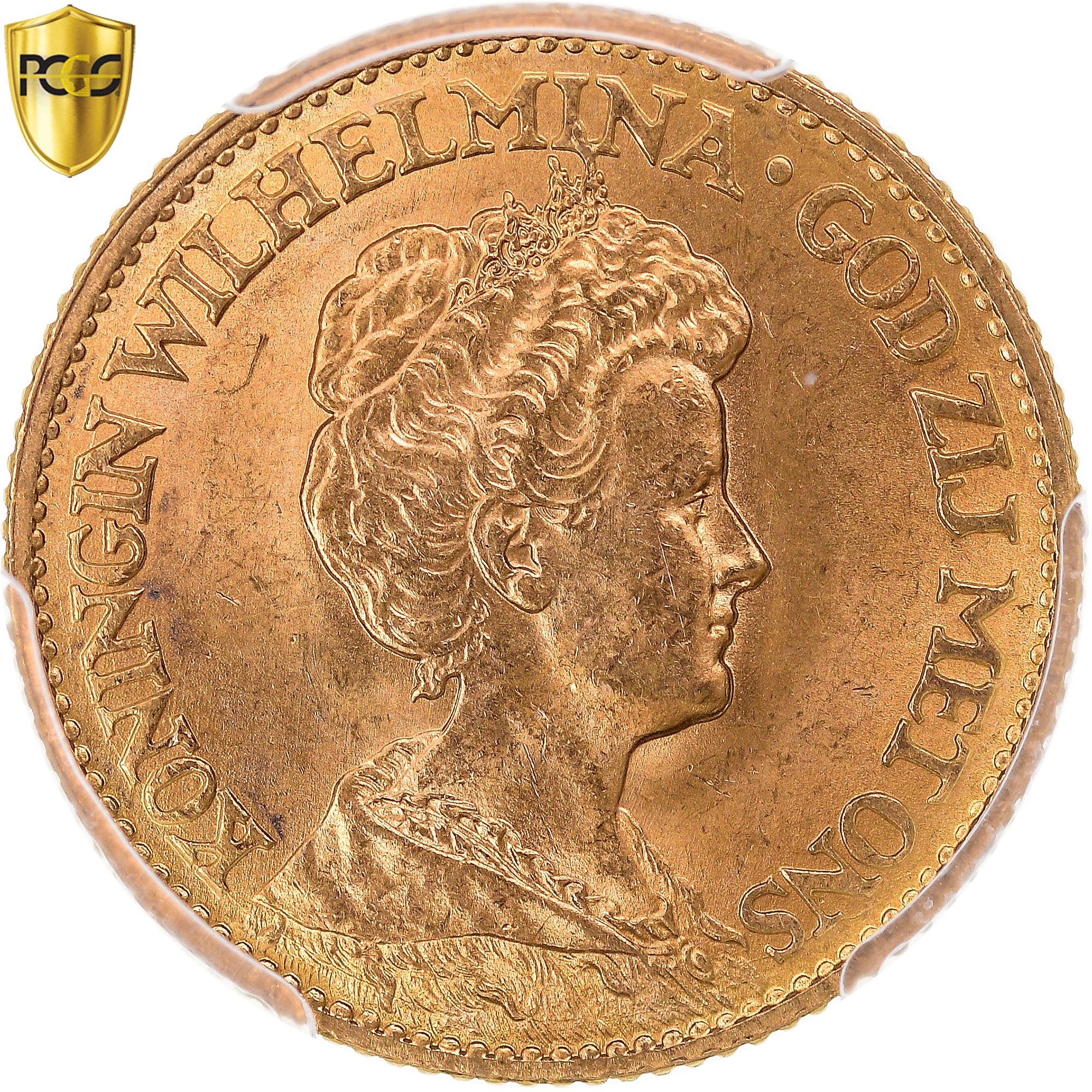 Coin, Netherlands, Wilhelmina I, 10 Gulden, 1912, Utrecht, PCGS, MS65