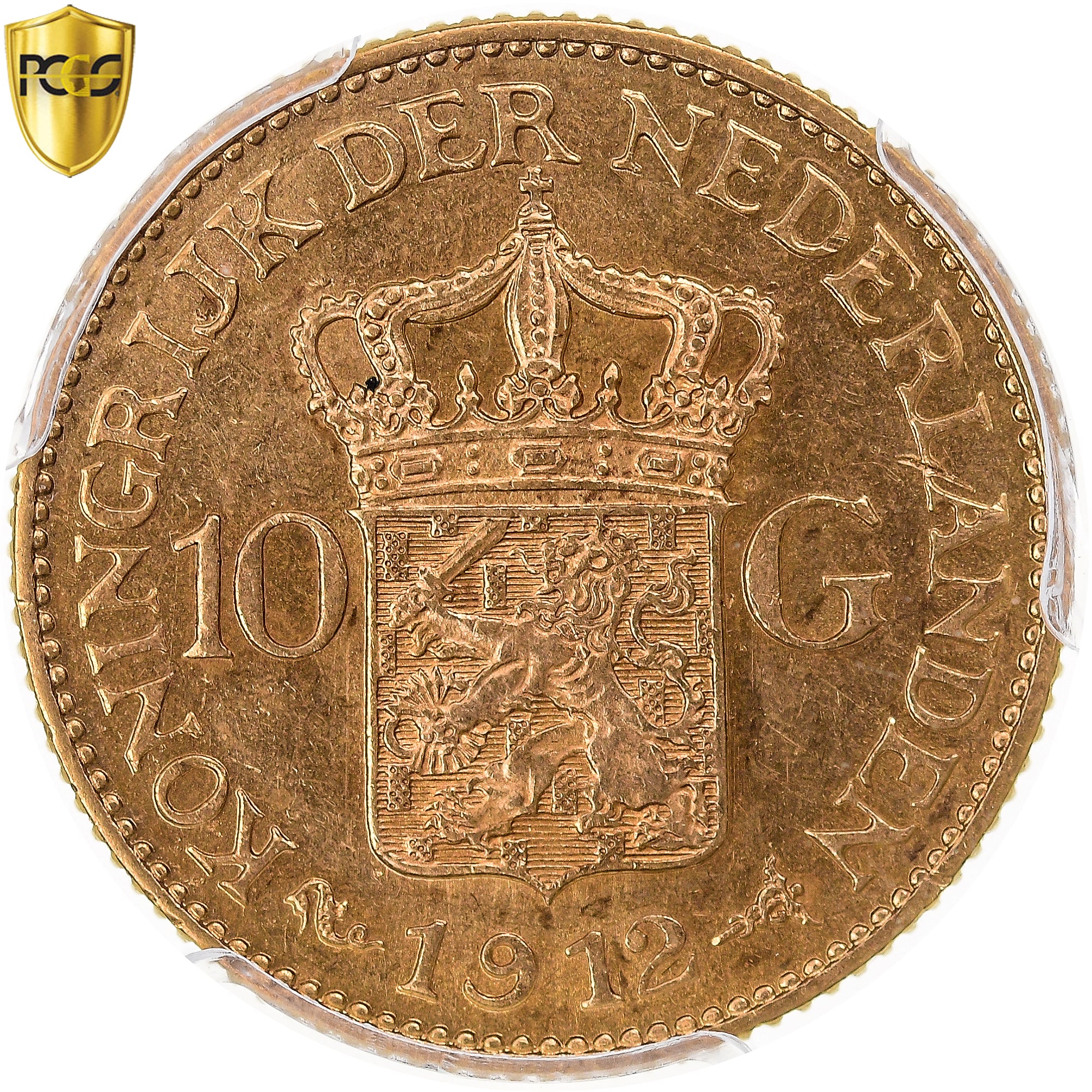 Monnaie, Pays-Bas, Wilhelmina I, 10 Gulden, 1912, Utrecht, PCGS, MS63, FDC, Or