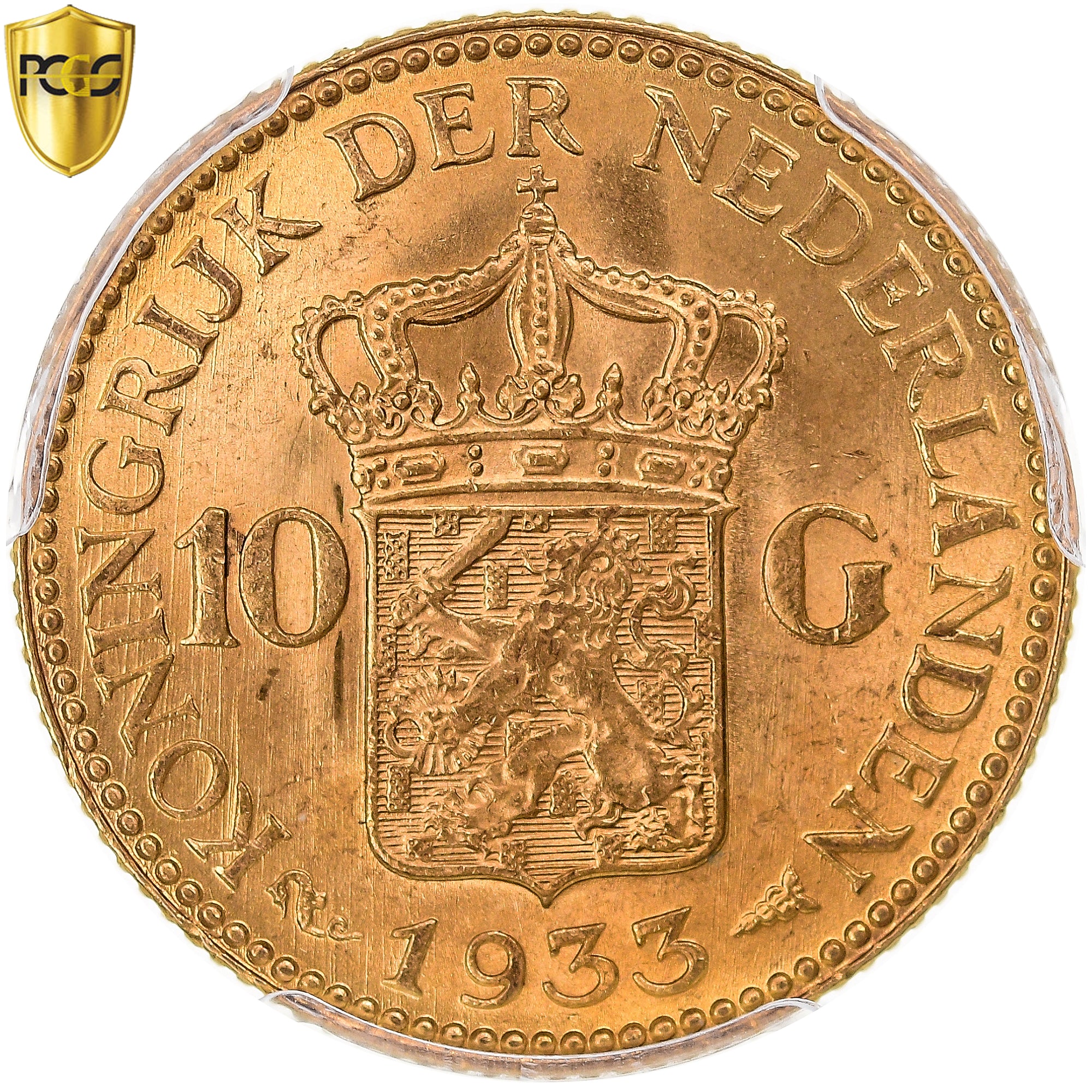 Münze, Niederlande, Wilhelmina I, 10 Gulden, 1933, Utrecht, PCGS, MS64, UNZ+