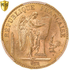 Munten, Frankrijk, Génie, 20 Francs, 1877, Paris, PCGS, MS64, UNC, Goud