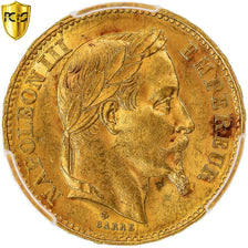 Moneda, Francia, Napoleon III, 20 Francs, 1869, Strasbourg, PCGS, MS63, SC, Oro