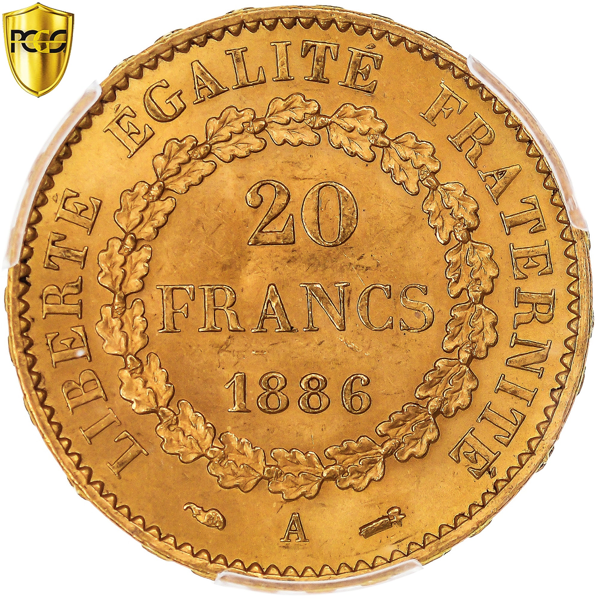 Monnaie, France, Génie, 20 Francs, 1886, Paris, PCGS, MS65, FDC, Or
