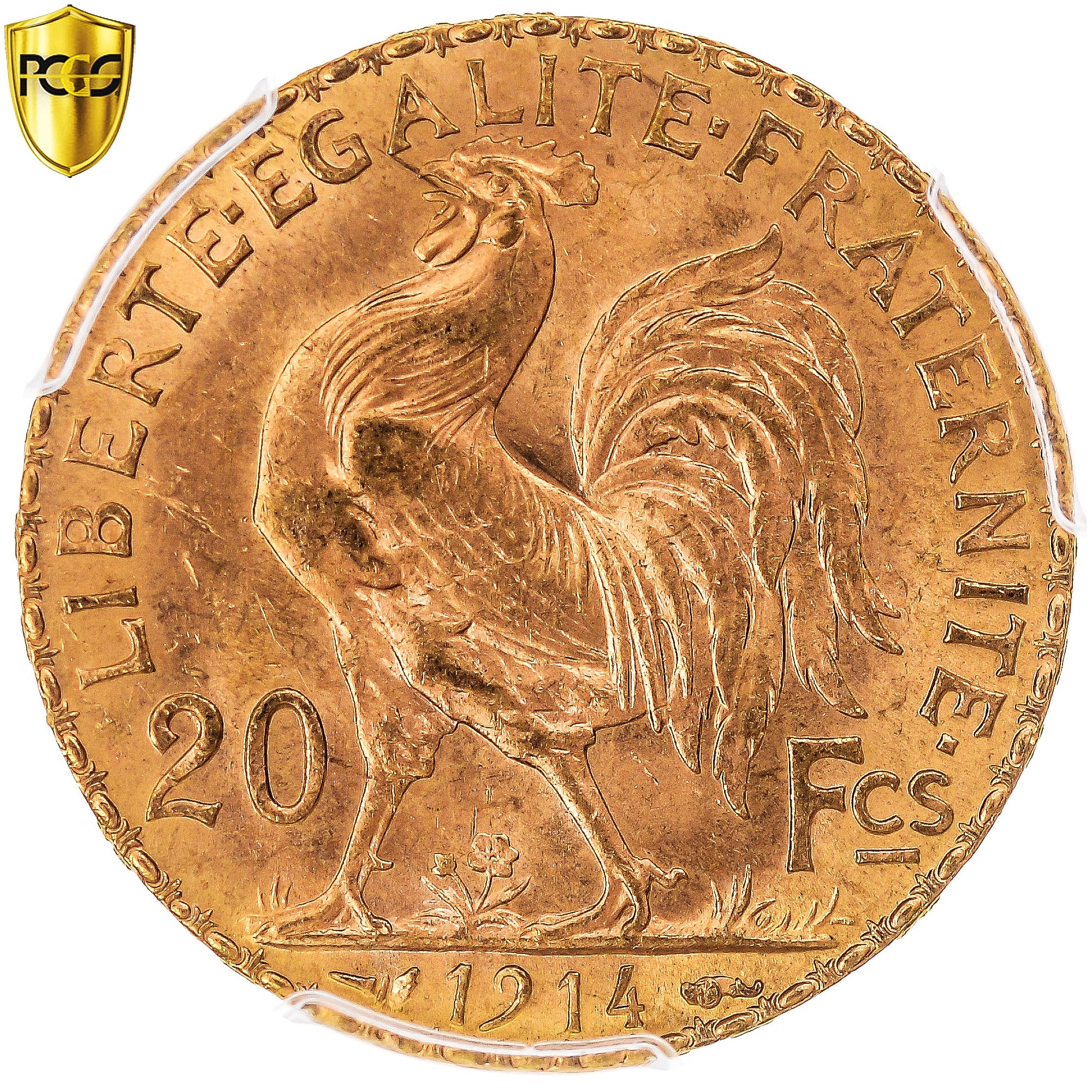 Moneta, Francia, Marianne, 20 Francs, 1914, Paris, PCGS, MS64, SPL+, Oro