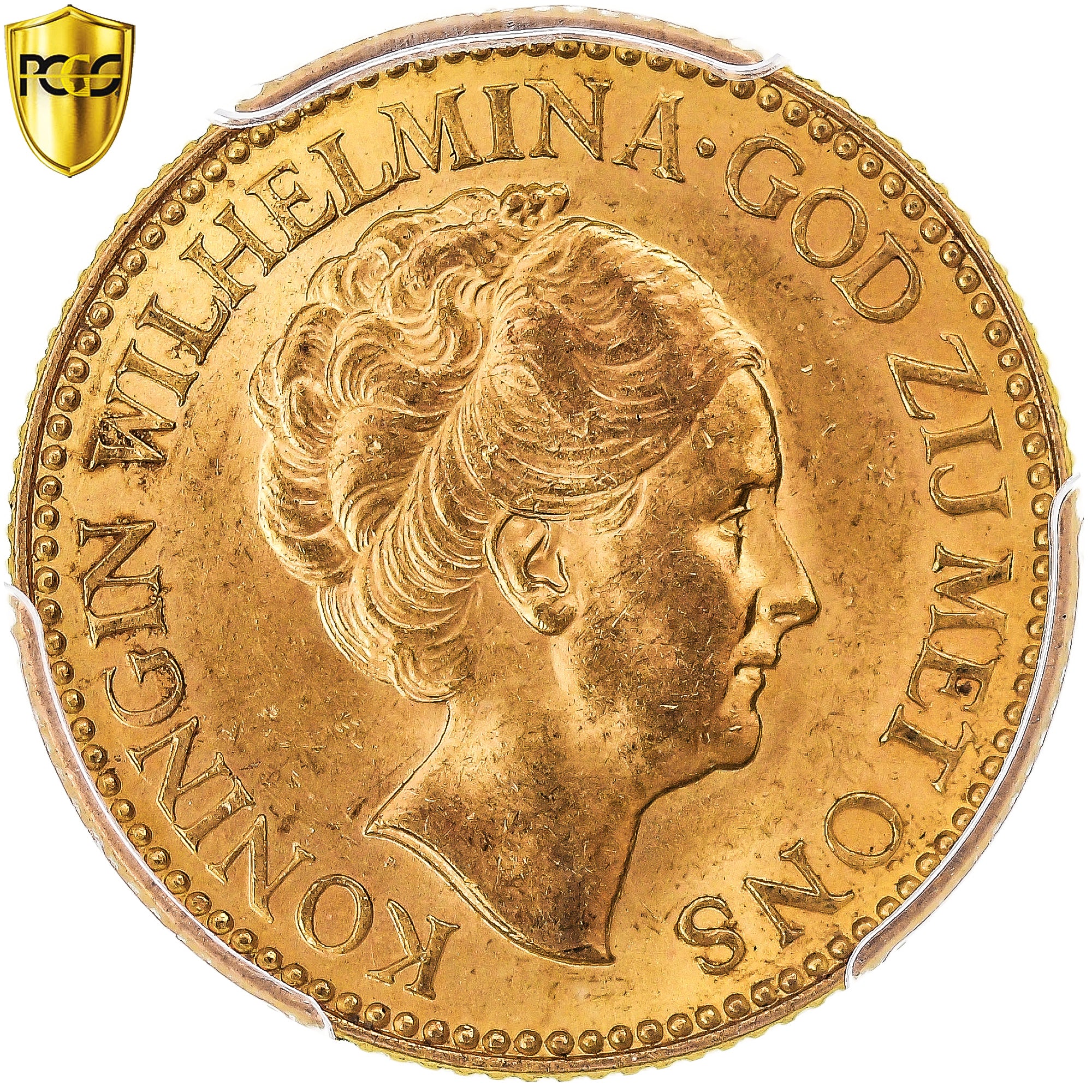 Monnaie, Pays-Bas, Wilhelmina I, 10 Gulden, 1925, Utrecht, PCGS, MS63, SPL, Or