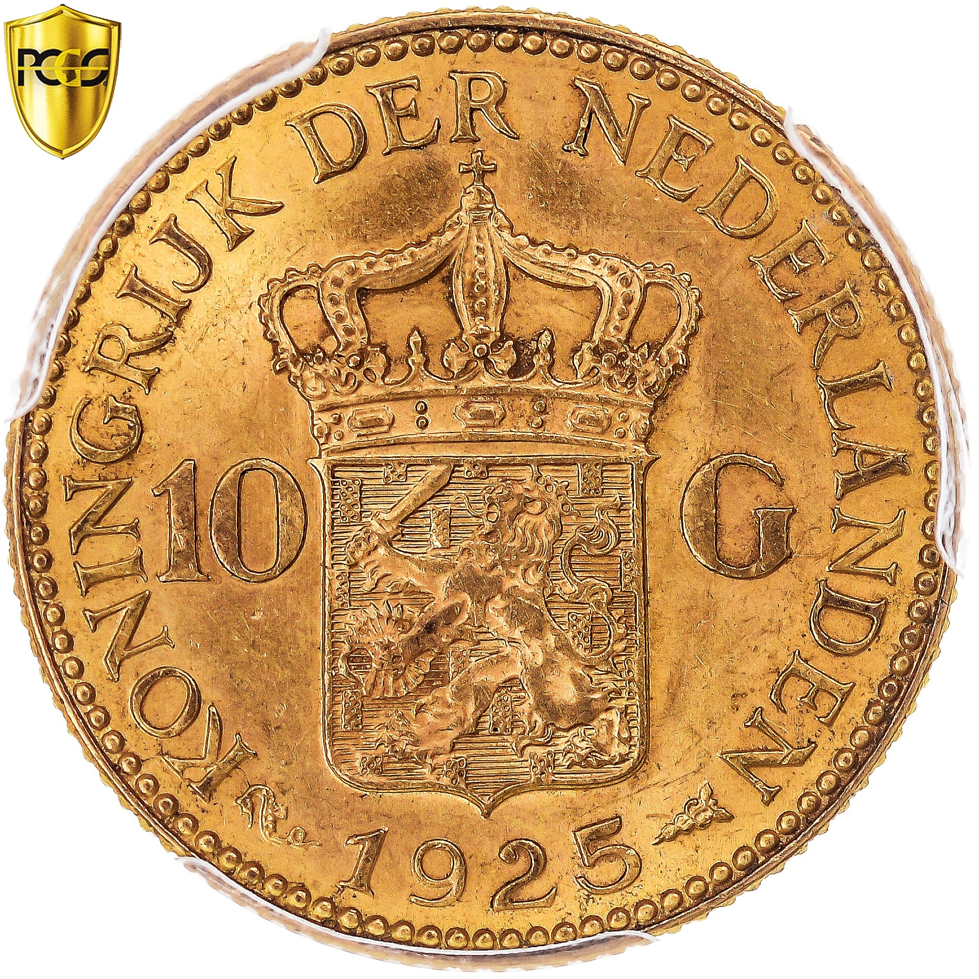 Monnaie, Pays-Bas, Wilhelmina I, 10 Gulden, 1925, Utrecht, PCGS, MS63, SPL, Or