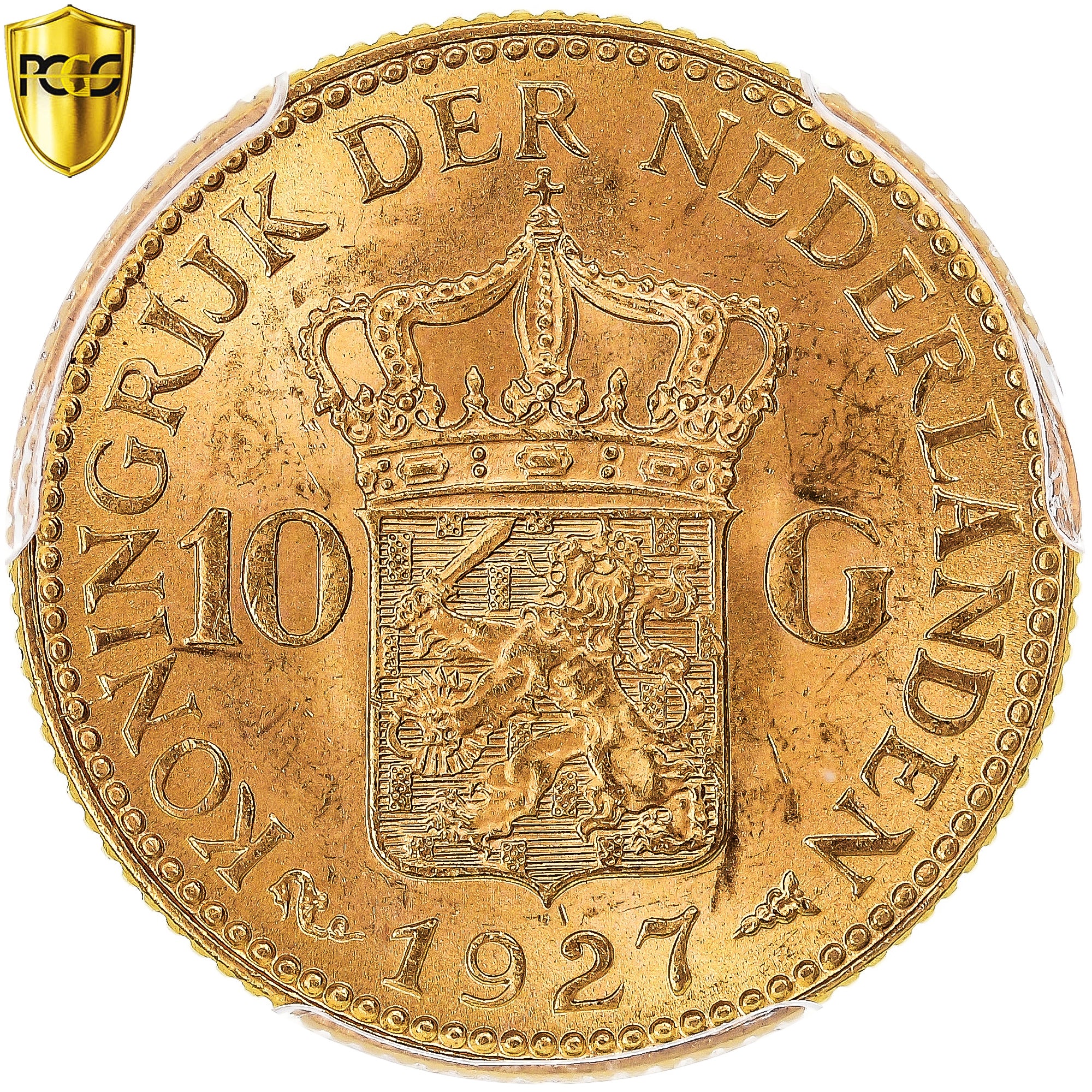 Monnaie, Pays-Bas, Wilhelmina I, 10 Gulden, 1927, Utrecht, PCGS, MS64, SPL+, Or