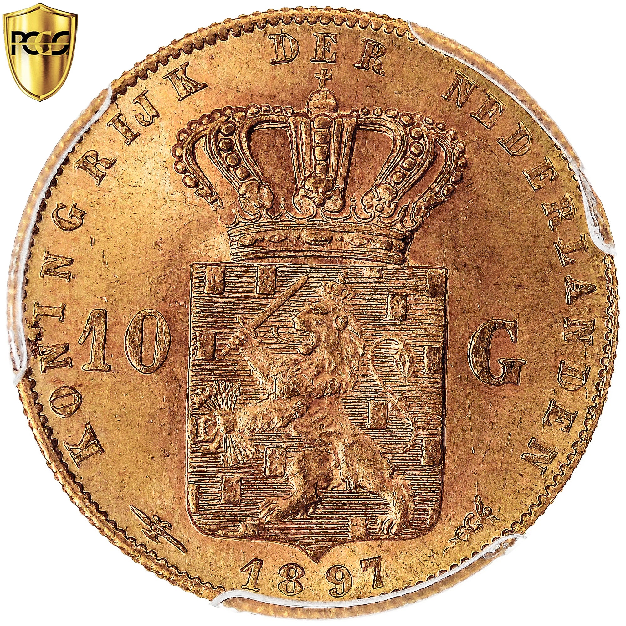 Münze, Niederlande, Wilhelmina I, 10 Gulden, 1897, Utrecht, PCGS, MS65, STGL