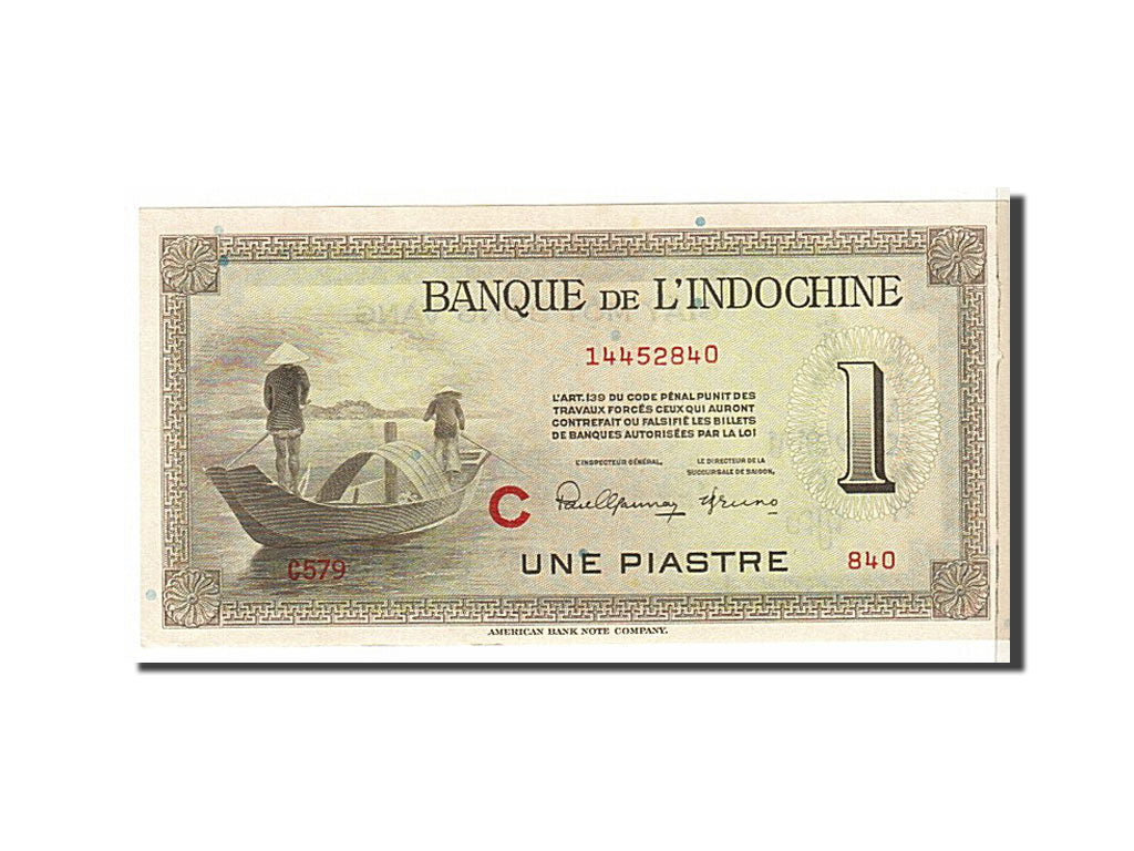 French Indo-China, 1 Piastre, 1951, KM #76b, AU(55-58), C14452840