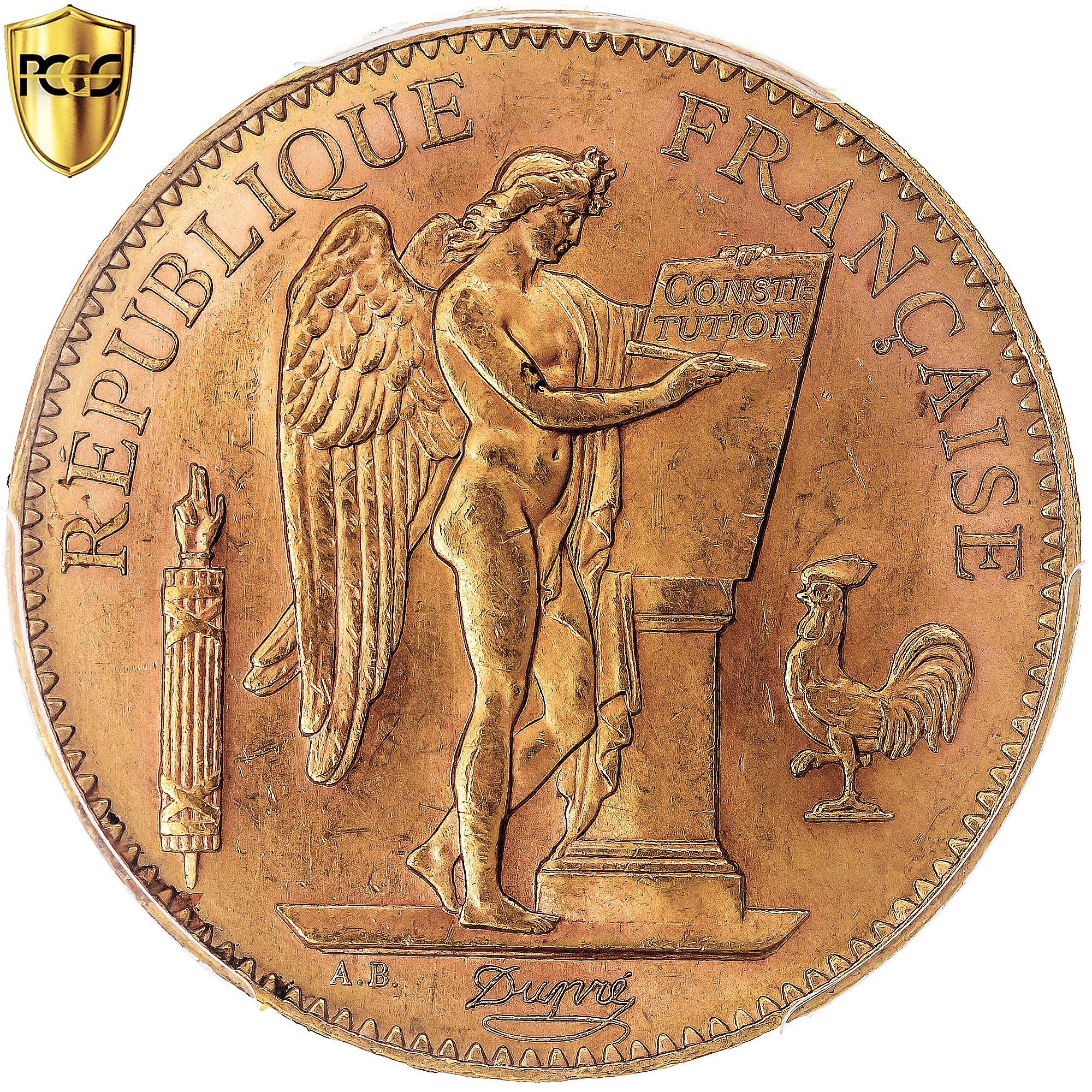 Moneta, Francja, Génie, 100 Francs, 1911, Paris, PCGS, MS63, MS(63), Złoto
