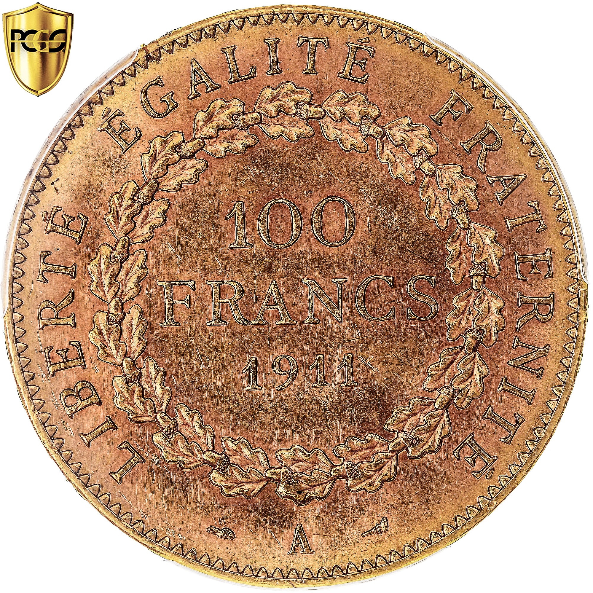 Moneta, Francja, Génie, 100 Francs, 1911, Paris, PCGS, MS63, MS(63), Złoto