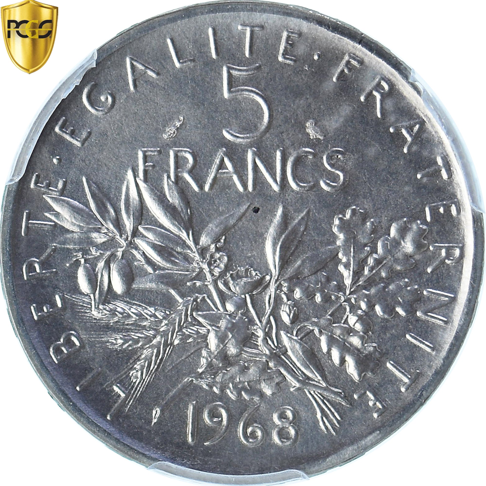 Coin, France, Semeuse, 5 Francs, 1968, Paris, PCGS, MS67, MS(65-70), Silver