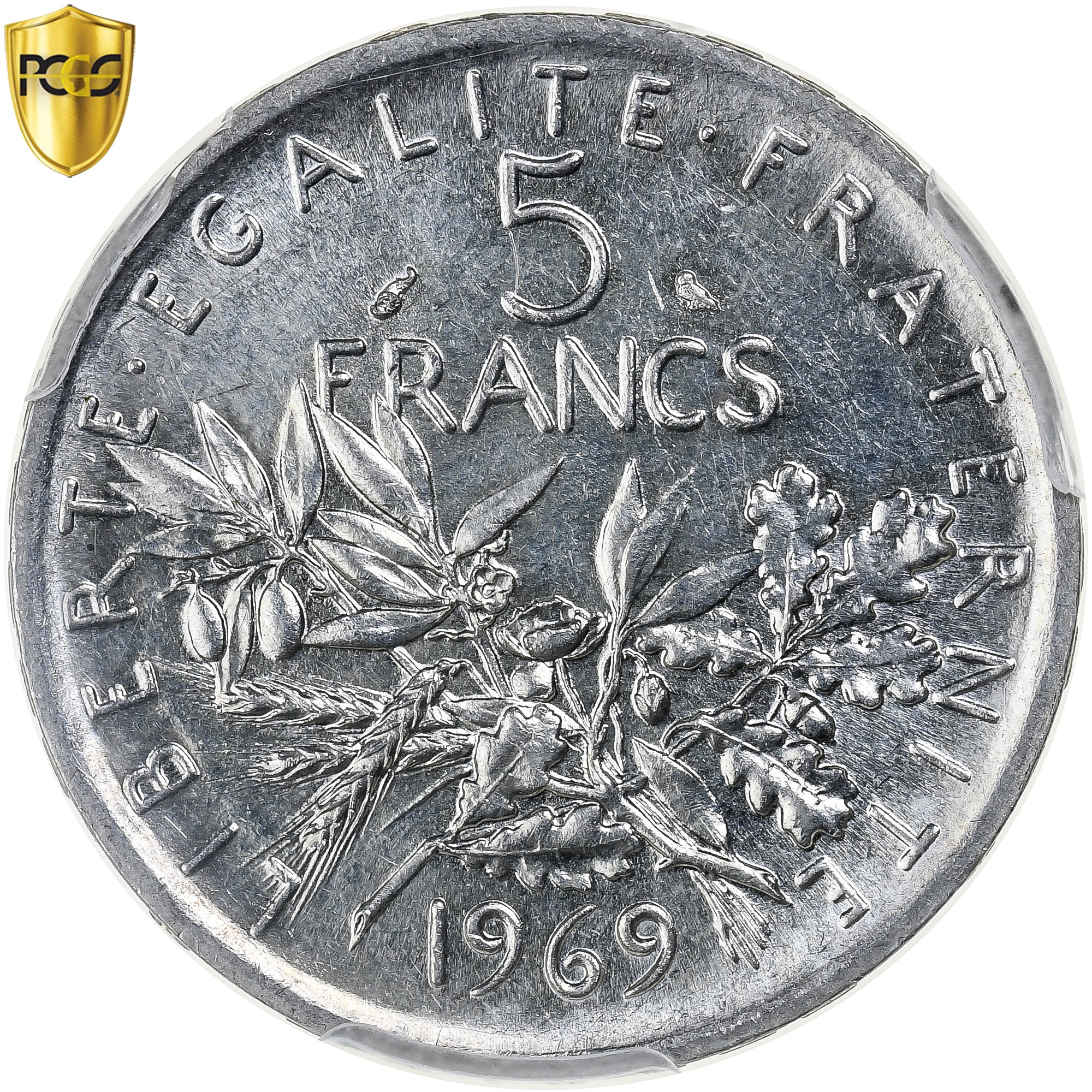 Coin, France, Semeuse, 5 Francs, 1969, Paris, PCGS, AU58, AU(55-58), Silver