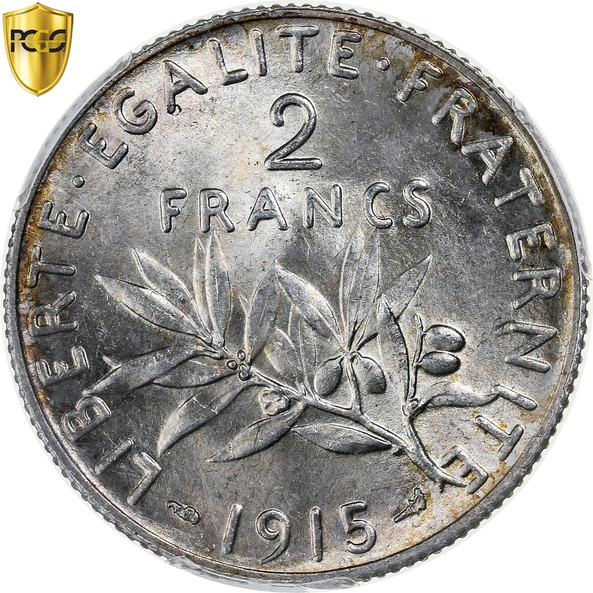 Coin, France, Semeuse, 2 Francs, 1915, Paris, PCGS, MS63, MS(63), Silver