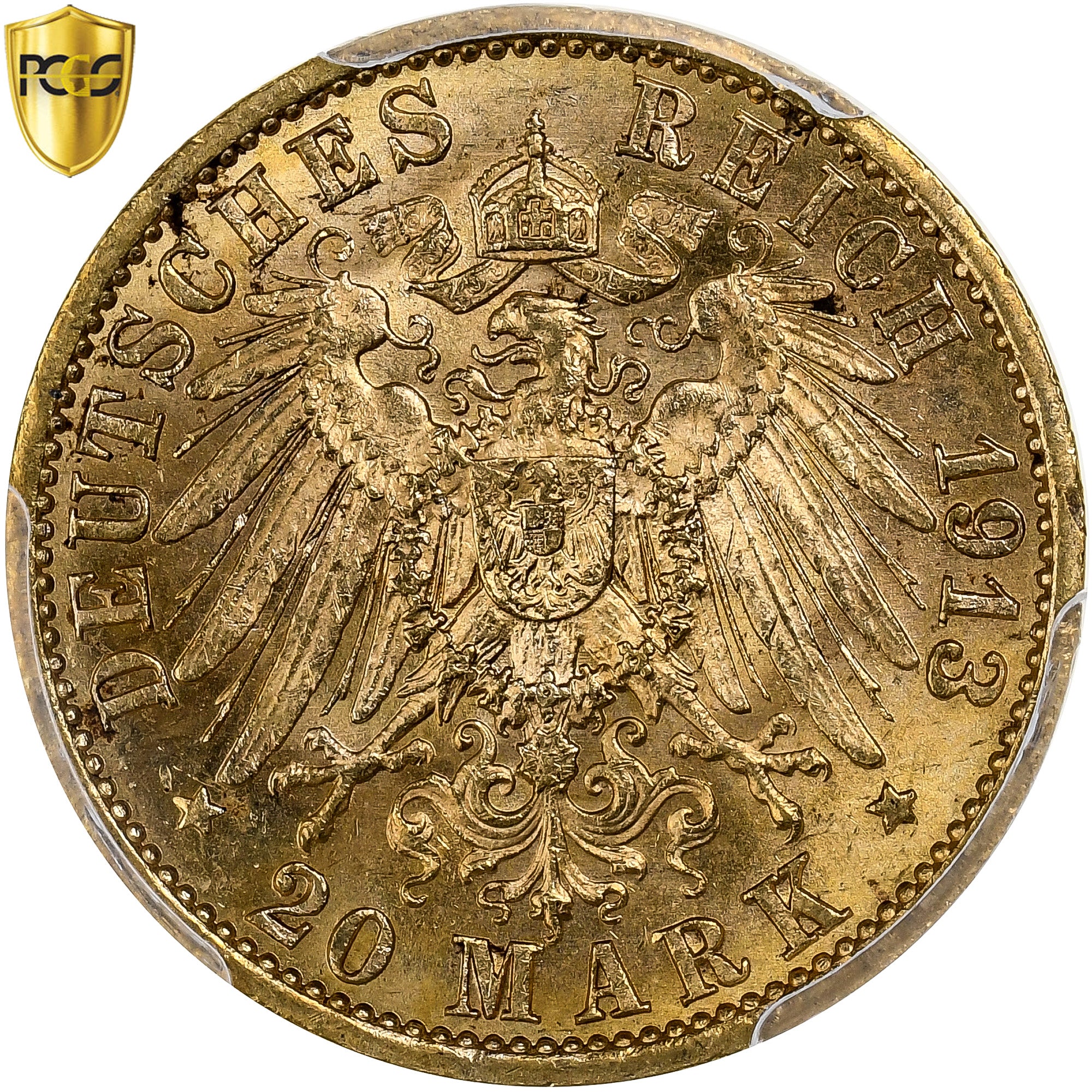 Duitse staten, PRUSSIA, Wilhelm II, 20 Mark, 1913, Berlin, Goud, PCGS, PR+
