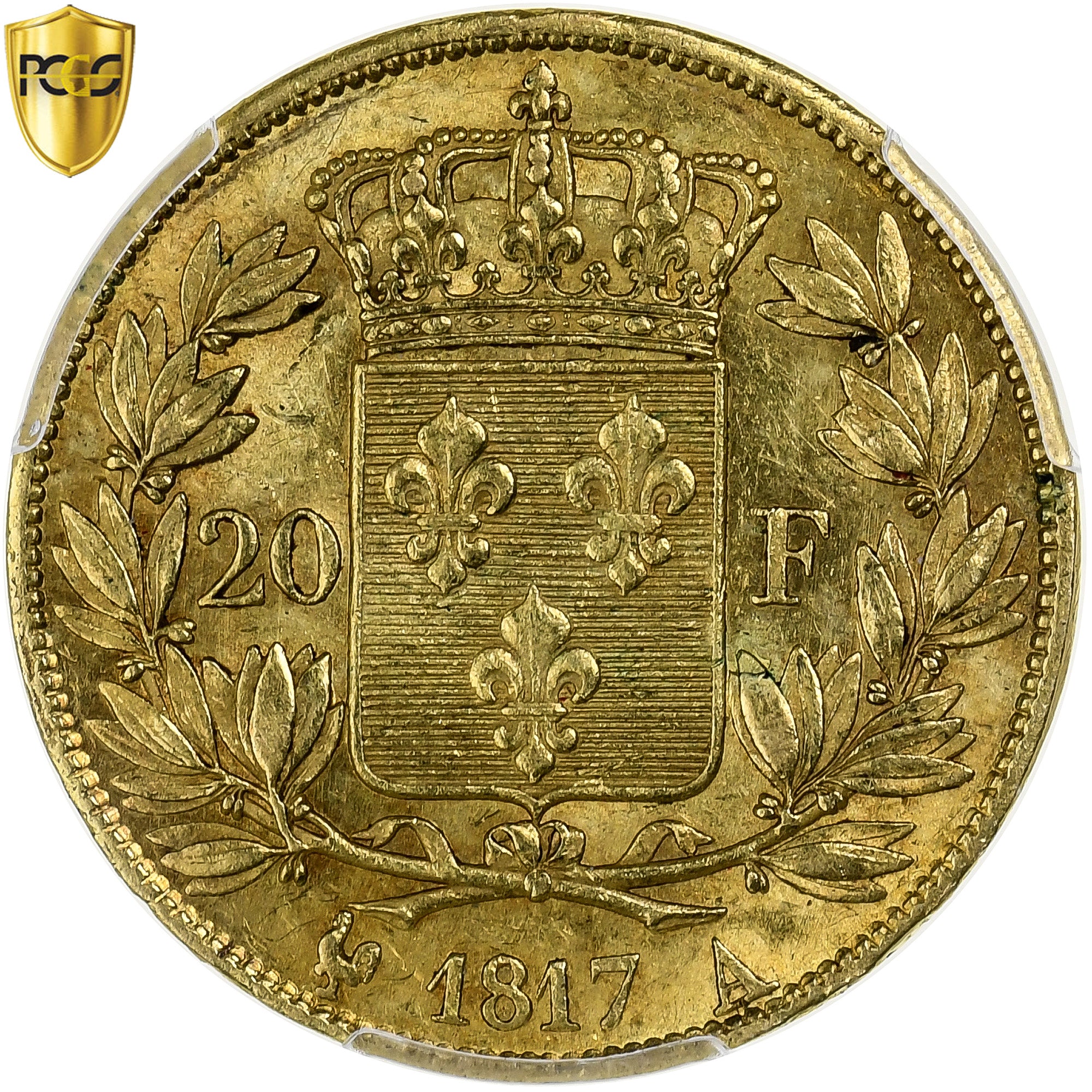 France, Louis XVIII, 20 Francs, 1817, Paris, Gold, PCGS, AU(55-58), Le