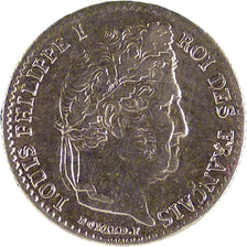 FRANCE, Louis-Philippe, 1/4 Franc, 1835, Paris, AU(50-53), Silver, Gadoury...
