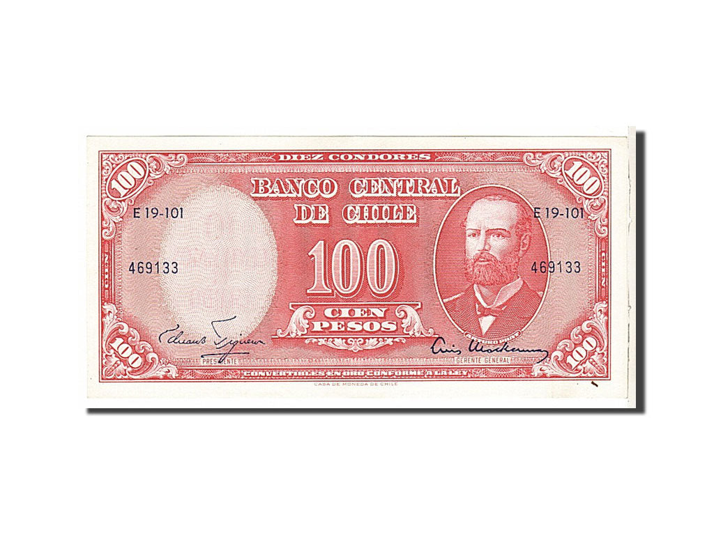 Banknote, Chile, 10 Centesimos on 100 Pesos, 1960, KM:127a, UNC(65-70)