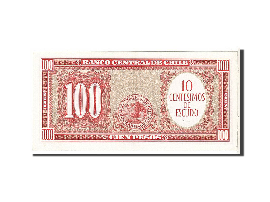 Banknote, Chile, 10 Centesimos on 100 Pesos, 1960, KM:127a, UNC(65-70)