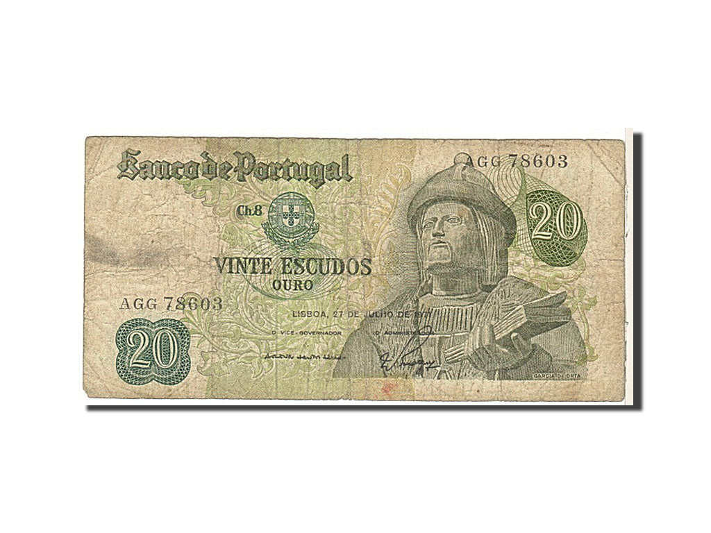 Banknote, Portugal, 20 Escudos, 1971, KM:173, VF(20-25)