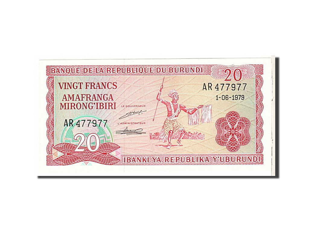 Banknote, Burundi, 20 Francs, 1979, KM:27A, UNC(65-70)