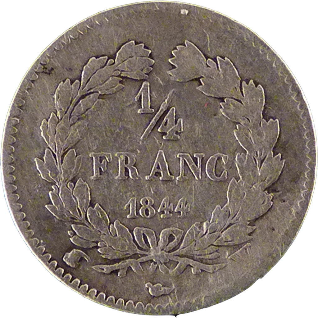 FRANCE, Louis-Philippe, 1/4 Franc, 1844, Lille, KM #740.13, VF(20-25), Silver,..