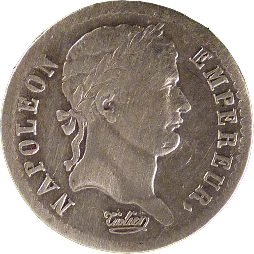FRANCE, Napoléon I, 1/2 Franc, 1808, Lyon, KM #680.4, VF(30-35), Silver, Gadoury