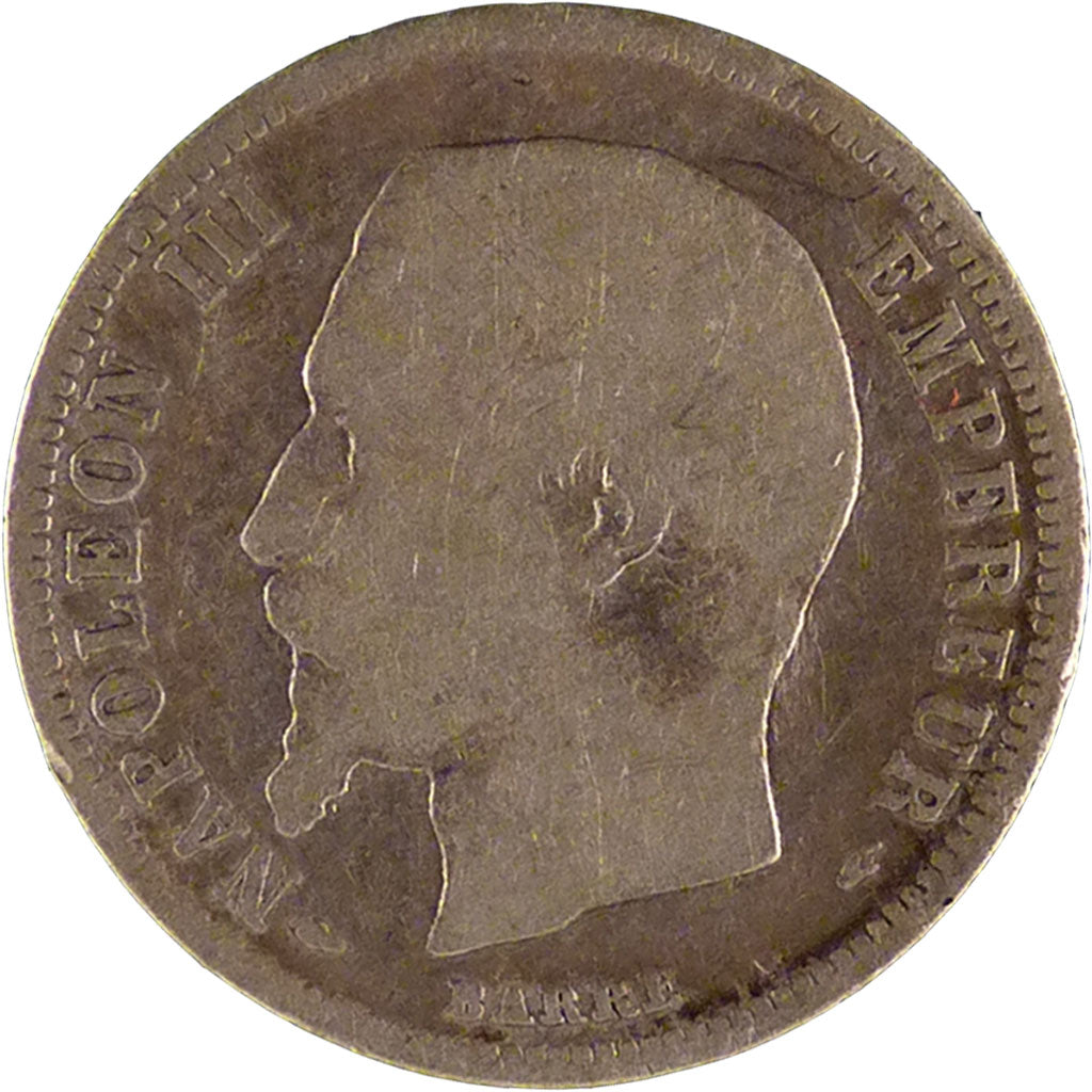 FRANCE, 50 Centimes, 1854, Paris, F(12-15), Silver, Gadoury #414, 2.40